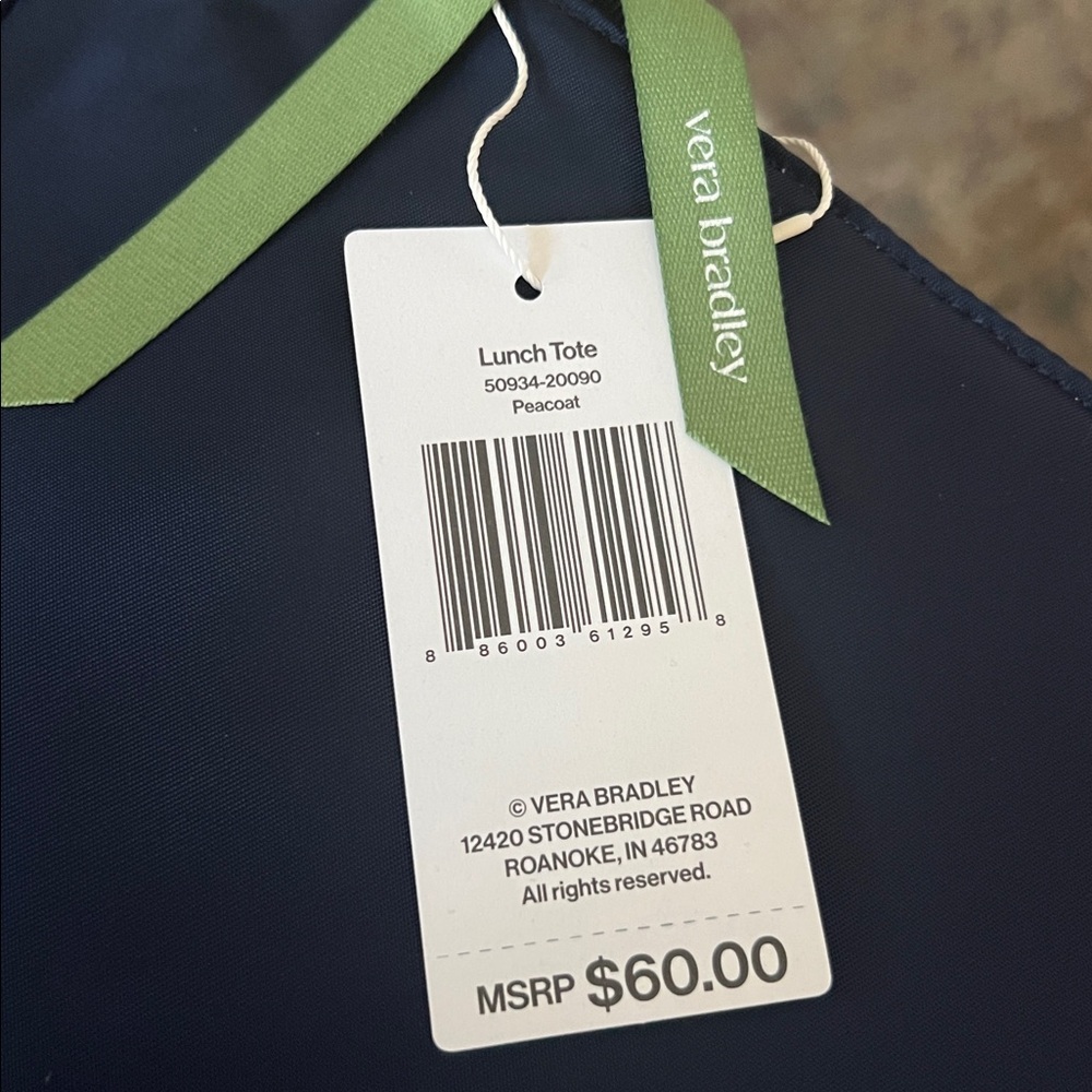 NWT: Vera Bradley: Nylon Navy Lunch insulated Tote Bag - Peacoat - Picture 9 of 11